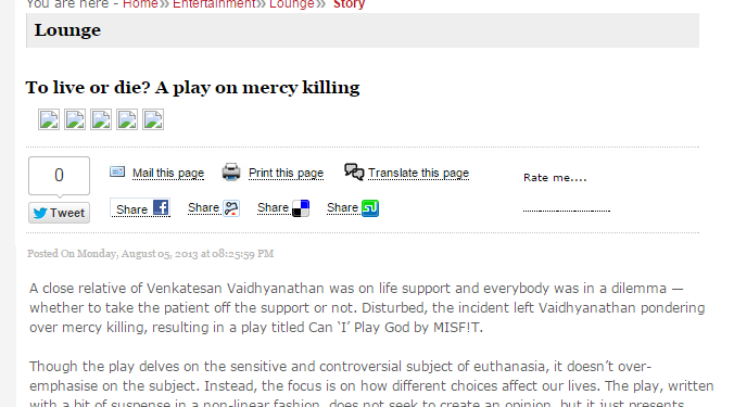 Bangalore Mirror – 5th August, 2013
